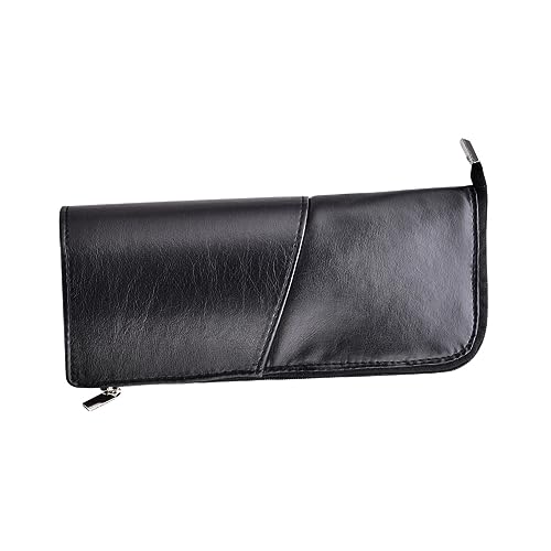 Vaguelly PU Leder Kosmetiktasche Schwarz Leichte Tragbare Makeup Pinsel Tasche mit Reißverschluss Kompakter Organizer für Zuhause und Reisen Langlebiges Material Großes Fassungsvermögen von Vaguelly