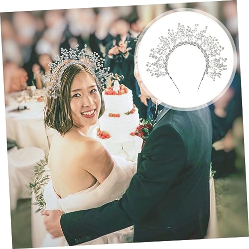 Vaguelly Perlen Tiara Braut Haarschmuck Handgefertigtes Silberfarbenes Diadem Langlebig und Stilvoll für Hochzeit Fotoshooting Party und Festliche Anlässe von Vaguelly