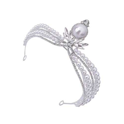 Vaguelly Perlenkrone Haarschmuck mit Strasssteinen Zarte Tiara für Hochzeit Party und Ball Widerstandsfähiges Design Damen Braut Diadem für Besondere Anlässe von Vaguelly