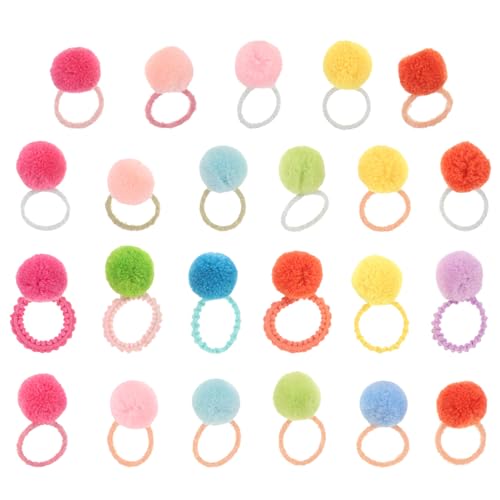 Vaguelly Pompom-Haargummis 10 Stück Elastisches Haar Mit Buntem Bommelball Flauschige Pferdeschwanzhalter Für Damen Mädchen Kinder Haar-Accessoires von Vaguelly