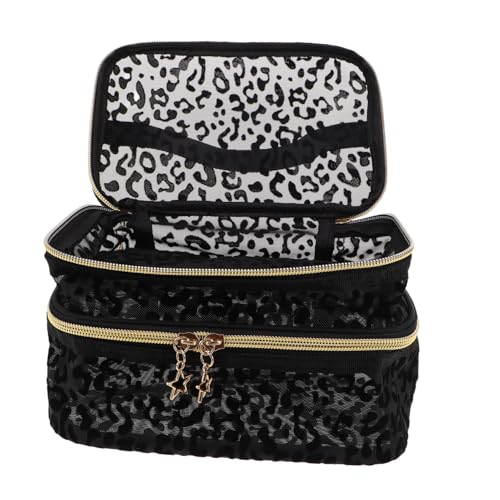 Vaguelly Portable Kosmetiktasche Damen Doppeltes Fach Mesh Organizer Leicht Reise Kulturbeutel Für Outdoor Alltag Makeup Essentials von Vaguelly