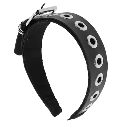 Vaguelly Punk Haarband aus Schwarzem PU Leder mit Robustem Metallverschluss Handgefertigtes Stirnband im Dunklen Subkultur Stil Komfortabel und Stabil für Rockige Looks von Vaguelly