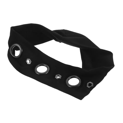 Vaguelly Punk Stil Grommet Haarband Damen Schwarz Elastisch Retro Eyelet Headband Musikfestival Rock Party Accessoire von Vaguelly