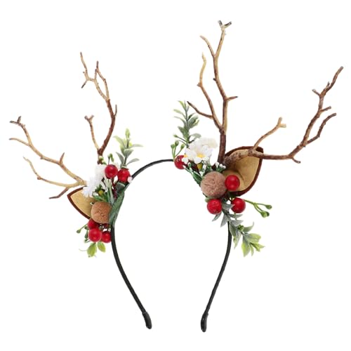 Vaguelly Realistisches Rentiergeweih Stirnband mit Simulierten Baumzweigen Verstellbar und Bequem Modischer Breiter Haarreif für Herbst Weihnachten und Party Geeignet für Erwachsene von Vaguelly