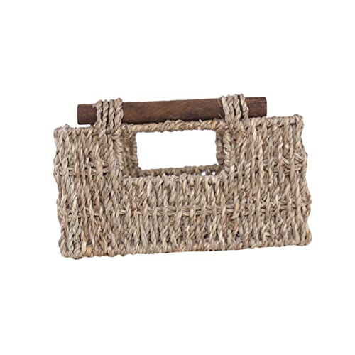 Vaguelly Rechteckiger Geflochtener Korb Aus Rattan Als Toilettenkorb Oder Aufbewahrungskorb Für Bücher Und Kleinigkeiten Dekorativ Für Schlafzimmer Und Wohnzimmer von Vaguelly
