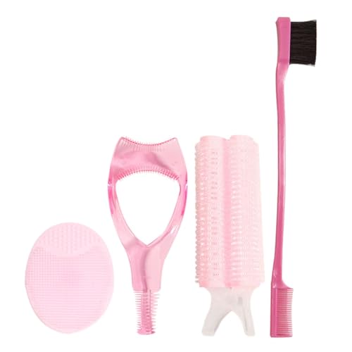 Vaguelly Reisefreundliches Make up Pinsel set mit Pinkem Gesichtsbürsten exfoliator Hitzefreien Lockenwicklern Doppelseitigem Augenbrauenpinsel und Wimpern mascara schutz Leicht Kompakt von Vaguelly