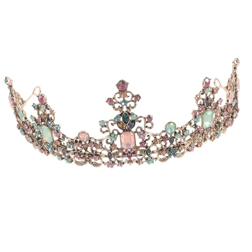 Vaguelly Retro Tiara mit Bunten Kristallsteinen Königliche Haarschmuck Krone für Damen Bridal Headpiece für Hochzeit Party Tanzveranstaltungen und Festliche Anlässe Zufällige Farbe von Vaguelly
