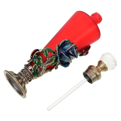 Vaguelly Retro bemalte Parfümflasche Saft Diffusor Pumpe Essig wieder auffüllbar glasflasche metallflasche Parfümbehälter Parfümflaschen für Damen dekorative Gläser Glas-Zink-Legierung rot von Vaguelly