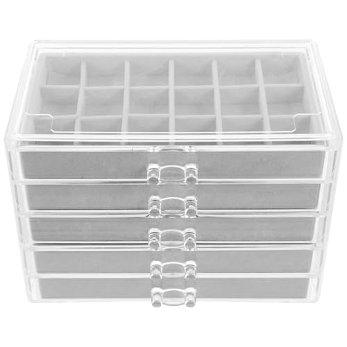 Vaguelly Rock Collection Display Case mit Fächern Acryl Organizer für Mineralien und Muscheln Lagig Abnehmbare Trennwände Design Perfekter Schutz für Ihre Sammlung von Vaguelly