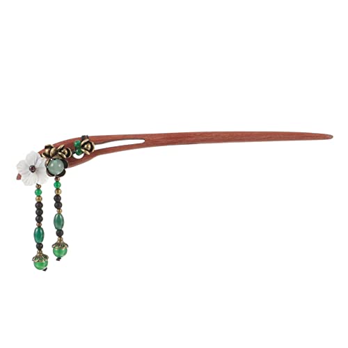Vaguelly Roter Sandelholz Haarnadel Chinesischer Stil mit Blumen Quaste Haarschmuck für Damen Vintage Holz Haarstab Haarklammer für Hochzeitsfrisuren und Dutt Zubehör von Vaguelly