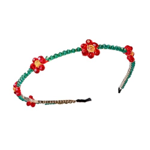 Vaguelly Rotes Blumendekor-stirnband Für Damen Blumendesign-haarband Mit Schmuck Für Partys Und Shows von Vaguelly