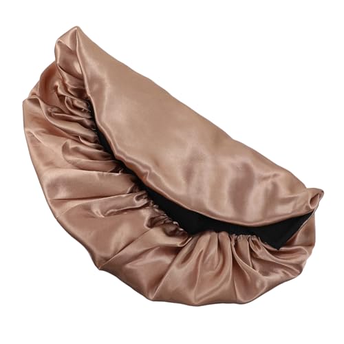 Vaguelly Satin Schlafhaube Verstellbar Elastisch Haarschutz Nachtmütze für Damen Herren Atmungsaktiv Weich für Lockenpflege und Schlaf Wasserabweisend Große Goldfarben von Vaguelly