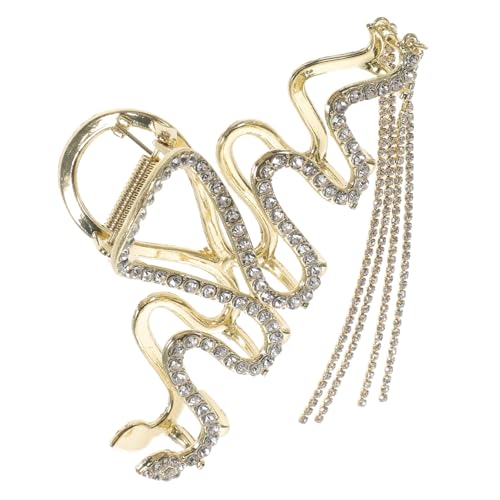 Vaguelly Schlangen-Quasten-Clip Haarklammern für Frauen extra großes Haar Schlangenclip große Haarspange Großer Clip für dickes Haar haarschmuck Klauenklammern Haarzubehör Legierung Golden von Vaguelly