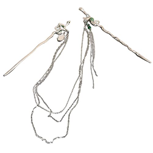 Vaguelly Schlangen-haarstab Mit Kettenquaste Langer Haarnadel Für Dutt Chinesisches Haar-accessoire Abnehmbare Haarknotenhalter Retro-haarspangen Für Frauen von Vaguelly