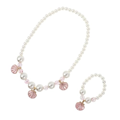 Vaguelly Schmuckset Mädchen Perlenkette und Armband Glatte Oberfläche Leicht Geruchlos Elegantes Zubehör für Geburtstag Hochzeit Bühne Passend zu Verschiedenen Outfits Charmant und von Vaguelly