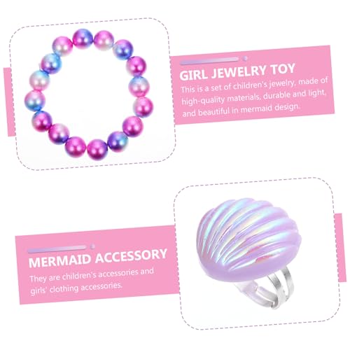 Vaguelly Schmuckset Meerjungfrau Perlmutt Halskette Armband Ohrringe Verstellbar Prinzessin Accessoire für Mädchen Party Fotoshooting von Vaguelly
