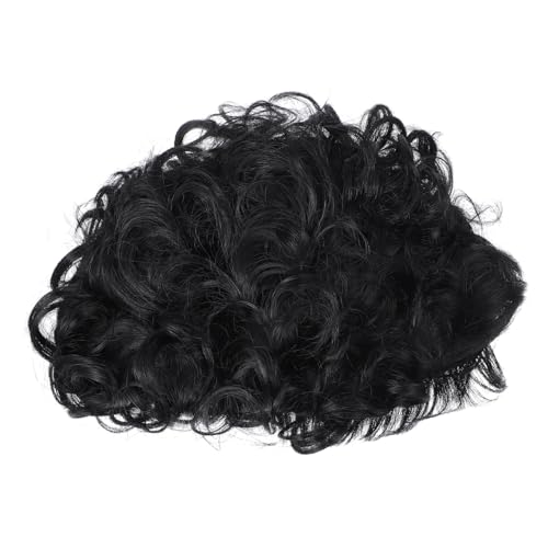 Vaguelly Schwarze Kurze Lockige Perücke für Damen mit Verstellbaren Trägern Leichte Synthetische Wellen Gestuftes Design für Cosplay Alltag und Besondere Anlässe von Vaguelly