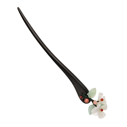 Vaguelly Schwarzer Ebenholz Haarnadel Chinesischer Retro Haarstab Blumendekor Haarschmuck Hanfu Zubehör für Frauen von Vaguelly