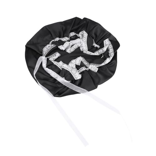 Vaguelly Seidige Schlafhaube für Damen Elastisch Langlebig Nachts Schützend für Langes Haar Zuhause Schwarz von Vaguelly