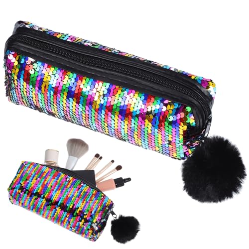 Vaguelly Sequin Federmäppchen Meerjungfrau-Design Glitzernder Kosmetikbeutel Kleiner Reise-Organizer Für Stifte Und Make-up Für Schule Und von Vaguelly