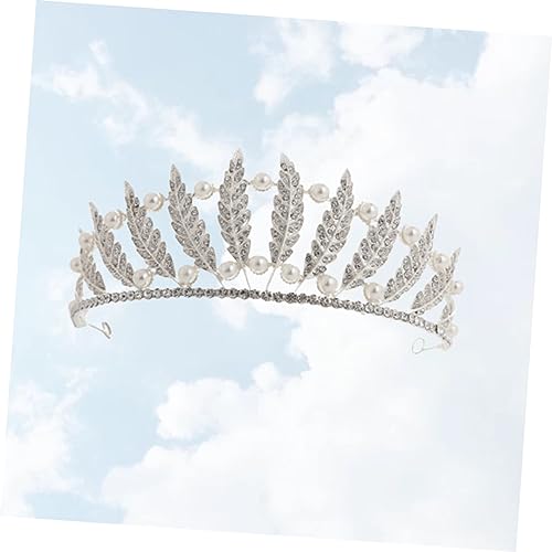 Vaguelly Silberne Haarreif Krone mit Strassbesatz Blattförmiges Design Leichtes Brautstirnband für Damen Funkelndes Hochzeits und Festkopfschmuck Langlebig und Vielseitig Einsetzbar von Vaguelly