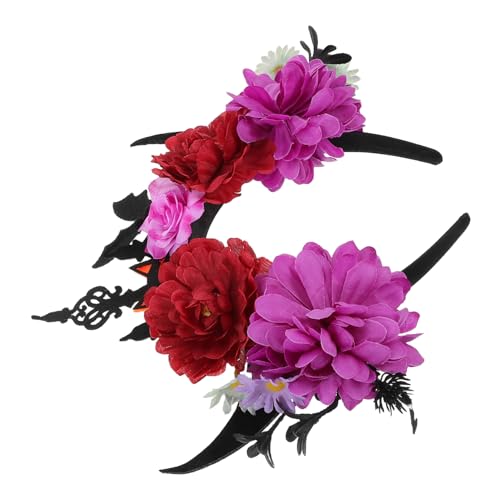 Vaguelly Stirnband Mit Teufelshörnern Für Halloween Originelles Stirnband Mit Fledermaus-blumen-design Bequemer Haarreifen Für Damen Und Mädchen Party-accessoire Und von Vaguelly