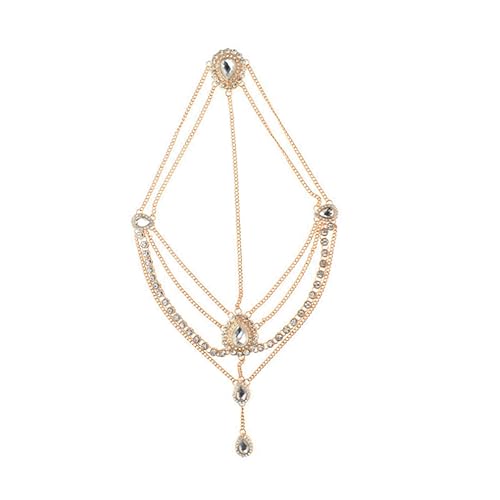 Vaguelly Strass Haarband mit Goldfarbenen Quasten Leichtes Elastisches Stirnband für Damen Stilvoller Haarschmuck für Hochzeit Party Fotografie und Besondere Anlässe von Vaguelly