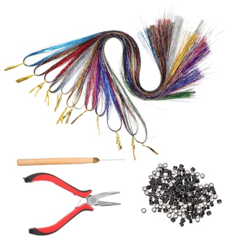 Vaguelly Synthetische Haarverlängerungen Farben Bunte Highlights Haarteil mit Silikonclips und Häkelnadel Für Frauen Farbige Glatte Extensions Haarverlängerungskit von Vaguelly