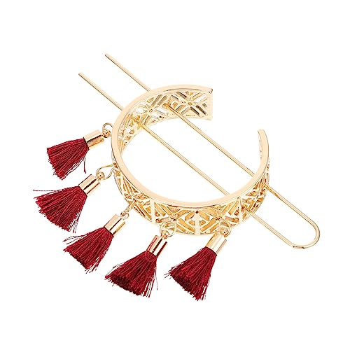 Vaguelly Tassel Haarnadel mit Geometrischem Hohldesign Chinesisches Retro Haarschmuck Damen Haarspange für Festliche Anlässe und Traditionelle Kostüme Rote Vintage Haarstecker von Vaguelly