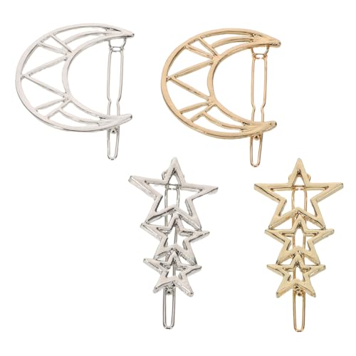 Vaguelly Teiliges Geometrische Haarspangen aus Metall Hohle Stern Mondformen Langlebige Stilvolle Haarclips für Frauen Vielseitig für Partys Hochzeiten und Alltag Minimalistisches Design von Vaguelly