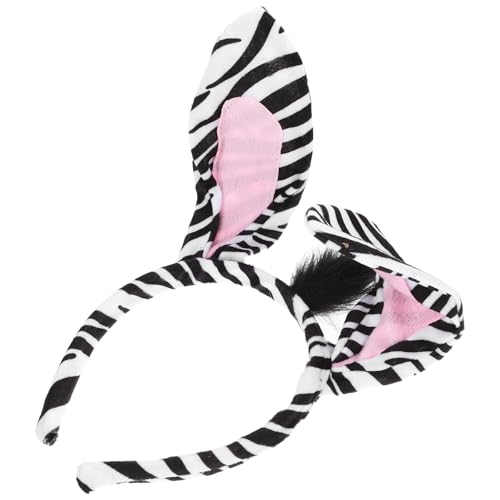 Vaguelly Zebra Stirnband Mit Ohren Elastisches Band Tier Cosplay Haarreif Kopfbedeckung Accessoire Für Kostümpartys Halloween Karneval von Vaguelly