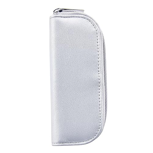 Vaguelly Tragbare Kosmetiktasche aus PU Leder mit Reißverschluss Wasserabweisend Leicht und Robust Multifunktionale Makeup und Reise Toiletry Bag für Frauen Beauty Accessoire Silber B von Vaguelly