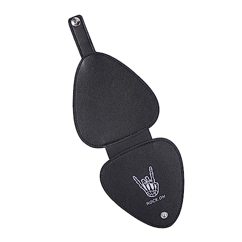 Vaguelly Tragbare Pu Leder Gitarren Pick Tasche Aufbewahrungstasche Für Gitarrenplektren Organizer Mit Schnallendesign Schwarz Gitarren Zubehör von Vaguelly