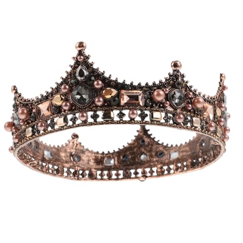 Vaguelly Vintage Barock Brautkrone Schwarz Hochzeit Tiara Leichtes Damen Haar Schmuck Luxuriöse Kopfbedeckung für Polterabend und Festlichkeiten von Vaguelly