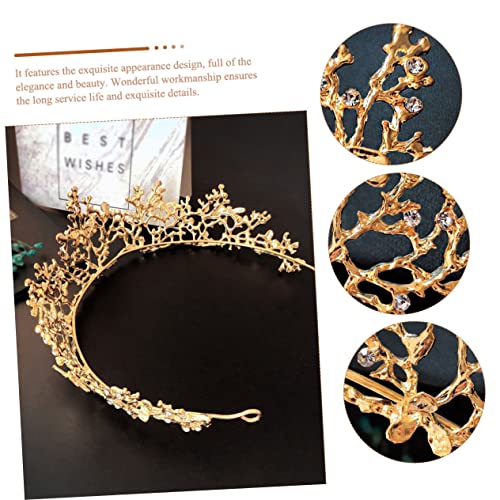 Vaguelly Vintage Tiara Goldfarbenes Leichtes Brautschmuck Diadem mit Funkelnden Strasssteinen für Hochzeit Foto Party und Festliche Anlässe von Vaguelly