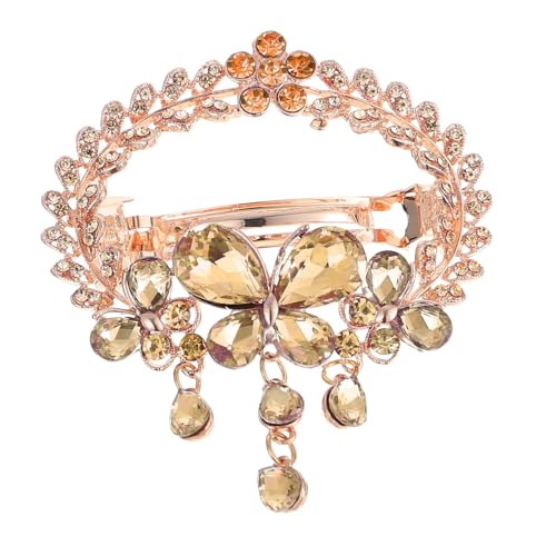 Vaguelly Wasserfall Strass Haarspange Damen Haarschmuck Haarklammer für Stilvolles Styling Hochzeiten Geeignet Champagnerfarbenes Design von Vaguelly