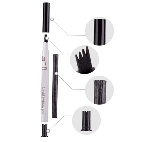 Vaguelly Wasserfester Augenbrauenstift mit Vier Gabelspitzen Schnelle Trocknung Schweißresistent Natürlicher Look Feine Spitze für Präzise Striche Langlebiges Augenbrauen make up Dunkles von Vaguelly