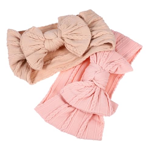 Vaguelly 2stücke Haarbänder Mit Schleife Verstellbare Haaraccessoires Für Mädchen Elastische Kopfbedeckung Hautfarben Und Komfortable Nylonmaterialien Für Kleinkinder von Vaguelly