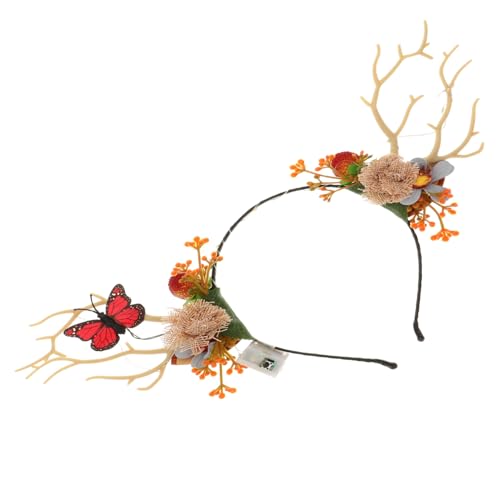 Vaguelly Weihnachtlicher Geweih Haarreif mit Leuchtenden Hirschgeweihen und Beeren Umweltfreundlich Leichtes Design Festlicher Haarschmuck für Erwachsene für Zufällige Farbe von Vaguelly