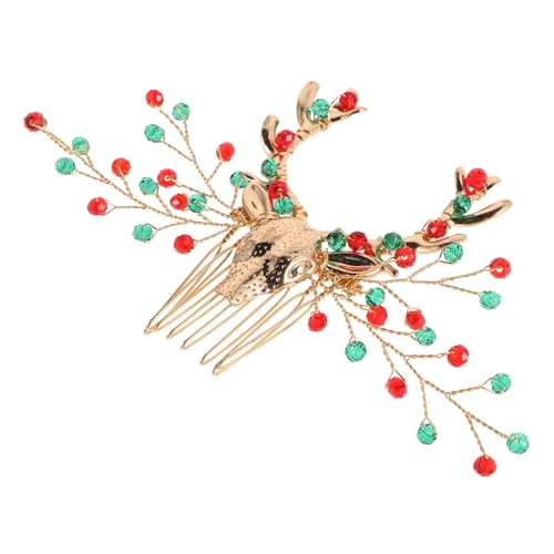 Vaguelly Weihnachtlicher Haarschmuck Geweih Haarkamm mit Kristallverzierung Eleganter Damen Haarstecker für Festliche Partys Wiederverwendbarer Haarschmuck zur Stilvollen Frisurgestaltung von Vaguelly