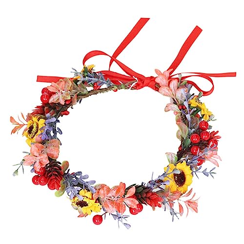 Vaguelly Weihnachtliches Blumen Haarband mit Künstlichem Blumenkranz Festlicher Haarreif für Damen und Mädchen Dekoratives Stirnband für Party und Familienfeier von Vaguelly
