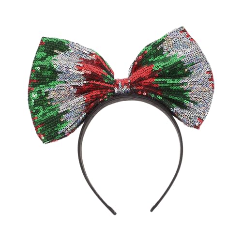 Vaguelly Weihnachtliches Haarband mit Glitzer Bowknot Festliches Stirnband für Damen und Party Haarschmuck Glänzender Pailletten Haarreif für Weihnachtsfeier und Kostüme Zufällige Farbe von Vaguelly