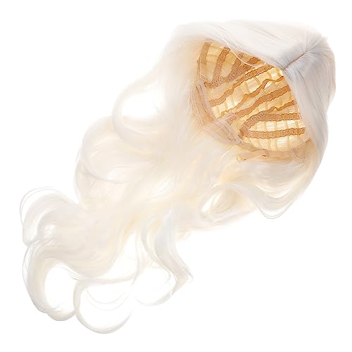 Vaguelly Weiße Lange Lockige Perücke Damen Hitzebeständige Synthetische Cosplay Perücke für Halloween Party Fasching Wellige Frisur Einfach zu Tragen Natürlich Aussehendes Damenhaar von Vaguelly