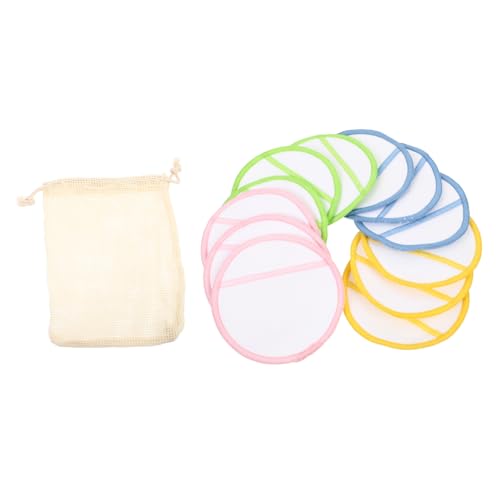Vaguelly Wiederverwendbare Make Up Entferner Pads aus Bambus Teiliges in Grün Blau Gelb mit Praktischer Netztasche für Sanfte Gesichtsreinigung und Effektive Make Up Entfernung von Vaguelly