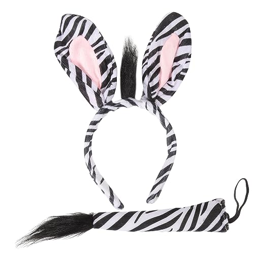 Vaguelly Zebra Haarreif Set mit Teilig Tier Cosplay Kopfschmuck Karneval Kostüm Party Accessoire für Halloween und Mottoparty von Vaguelly