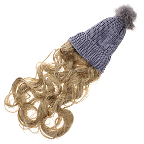 Vaguelly Perückenmütze Mit Befestigten Locken Für Mädchen Strickmütze Mit Haaren Für Frauen Weiche Beanie-mütze Mit Langen Locken Für Winter Als Haarersatz Und Accessoire Für von Vaguelly