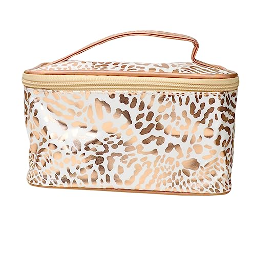 Vaguelly Schminktasche Mit Leopardenmuster Große Damen Reiseaufbewahrungstasche Make-up-Organizer Mit Reißverschluss Quadratische Handtasche Aus Pu-Leder Für Camping Und Täglichen von Vaguelly