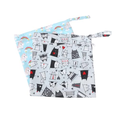 Vaguelly 2stücke Wickeltasche Für Junge Mädchen wasserdichte Tasche Wiederverwendbar Cartoon-windeltasche Mit Reißverschluss Und Trocken Praktisch Für Essen Milch Kleidung von Vaguelly