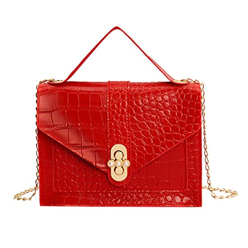 Kosmetik Taschen Damen Mit Klingel Women 's Fashion-HASP Ketten kleine quadratische Taschen Umhängetasche Taschen Organizer Kleiderschrank (Red, One Size) von VaiKanhai