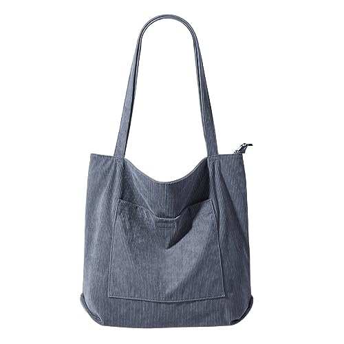 Kosmetik Taschen Damen Set Frauen Frühling Und Herbst Freizeit Solide Cord Große Kapazität Wasserdicht Retro Vielseitige Zipper Schulter Tasche Umhängetaschen 20 L (Navy, One Size) von VaiKanhai